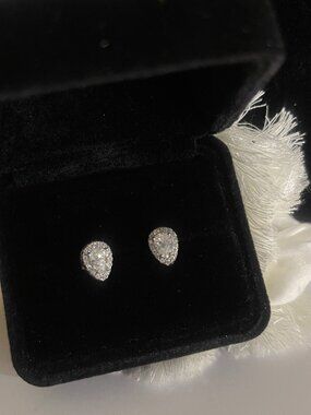 Moissanite Pear Cut Halo Stud Earrings 925 Sterling Silver Classic Sparkle